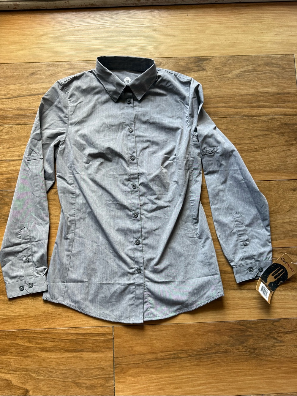 Chef Works Urban Collection Gray Button Front Uniform Shirt Womens XS NWT